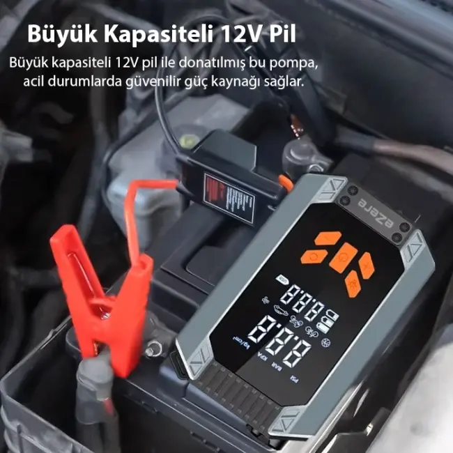 EZERE ST-9632D Taşınabilir Araç Lastik Şişirme Ve Starter Akü Takviye Seti-(5775)