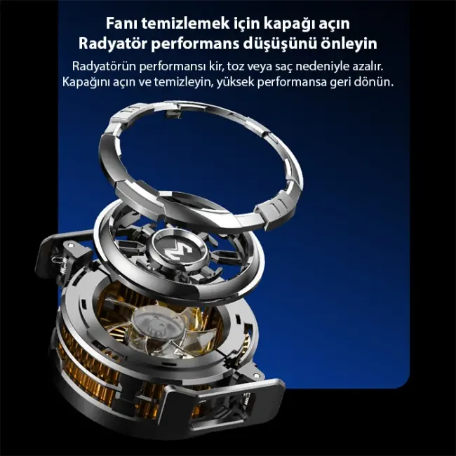 MEMO CX08 iOS Android Soğutucu 15W Manyetik + Arka Klips 2'si 1 Arada Yarı İletken Soğutma Fanı Radyatörü-(5775)