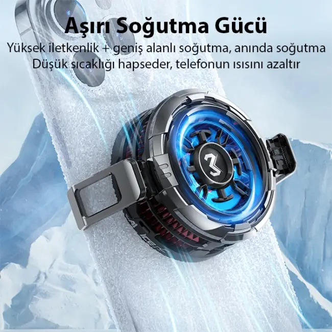 MEMO CX08 iOS Android Soğutucu 15W Manyetik + Arka Klips 2'si 1 Arada Yarı İletken Soğutma Fanı Radyatörü-(5775)