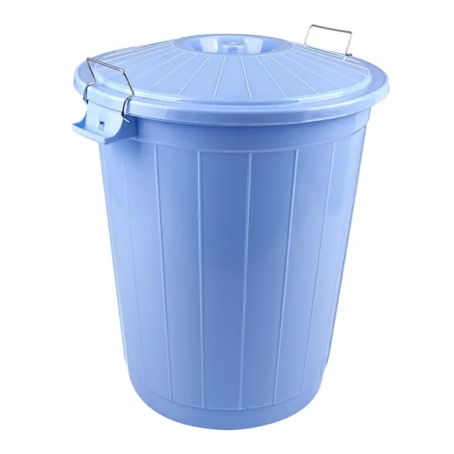 Çöp Kovası 70 Lt Plastik Çöp Kovası Kapaklı Büyük Boy Çöp Bidonu Dayanıklı Çöp Kovası - Mavi