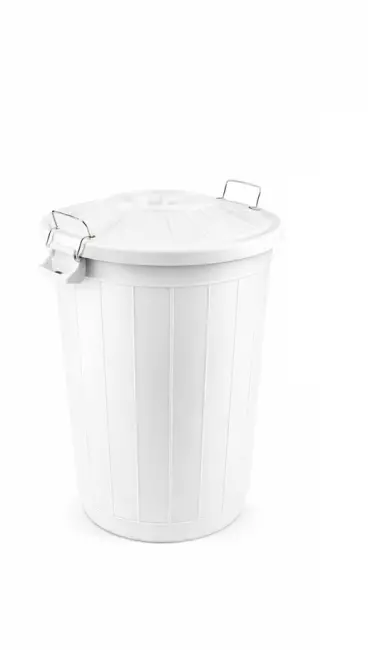 Çöp Kovası 70 Lt Plastik Çöp Kovası Kapaklı Büyük Boy Çöp Bidonu Dayanıklı Çöp Kovası - Beyaz