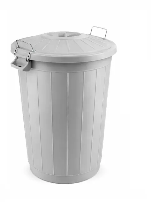 Çöp Kovası 70 Lt Plastik Çöp Kovası Kapaklı Büyük Boy Çöp Bidonu Dayanıklı Çöp Kovası - Gri