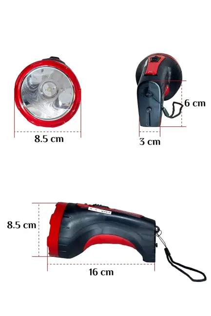 Şarjlı 10w Projektör Led El Feneri 2 Mod Aydınlatmalı Uzun Menzil Güvenlik Bekçi Polis Feneri Işıldak