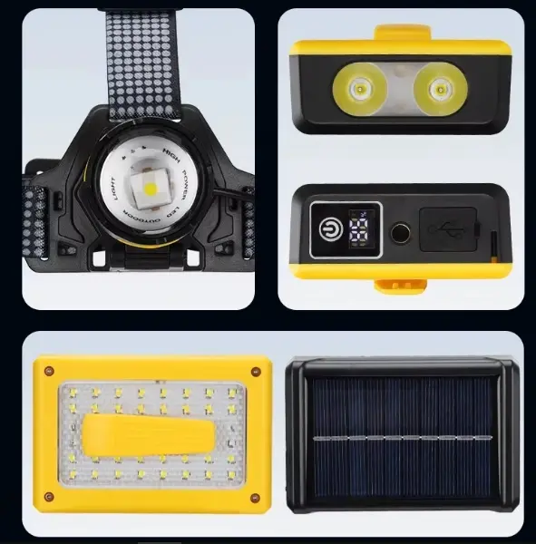 F.b.ı Pro F-3003 Alüminyum Pm10-tg Led Type-c Powerbank Ve Solar Şarjlı Kamp Kafa Feneri