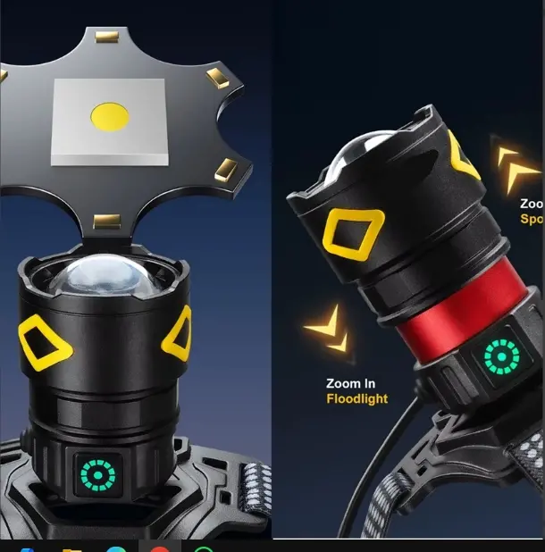 F.b.ı Pro F-3003 Alüminyum Pm10-tg Led Type-c Powerbank Ve Solar Şarjlı Kamp Kafa Feneri