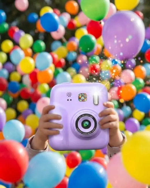 Eğitici Çocuk Kamerası Anında Fotoğraf Baskı 4 Rulo Kağıt ve 5 Kalem Hediyeli