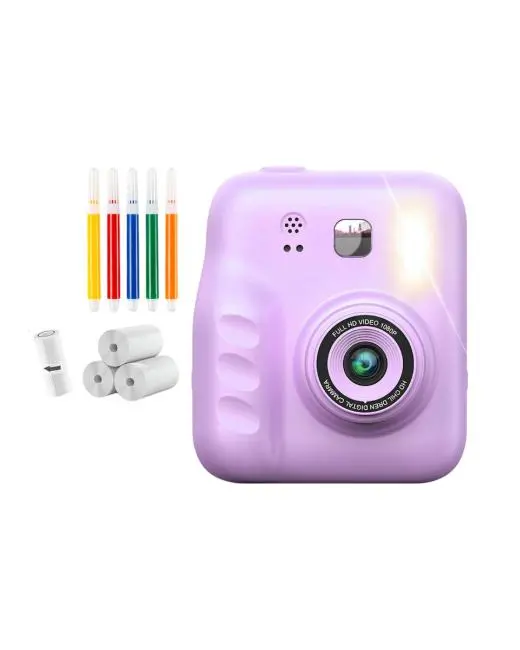 HD Ekranlı Çocuk Fotoğraf Makinesi Video Kayıt ve Baskı Kağıdı Kalem Hediyeli