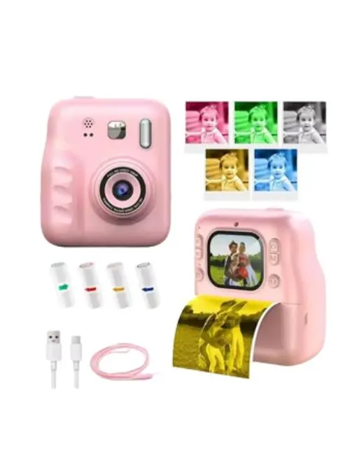 Mini Çocuk Kamerası Fotoğraf Video Çekim 4 Rulo Baskı Kağıdı ve 5 Kalem Hediyeli