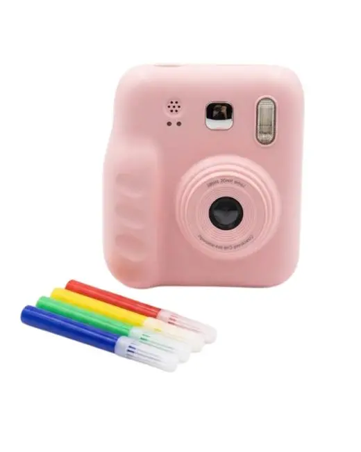 Çocuk Dijital Fotoğraf Makinesi Anında Baskı ve HD Video Kayıt Özellikli 5 kalem ve 4 rulo kağıt hediye