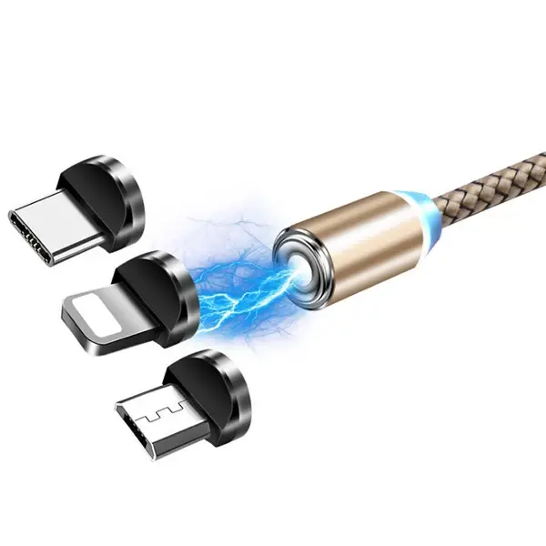 ALLY 1M Magnetic-Miknatisli Usb Sarj Kablosu 3 Baslik(iPhone+Type-C+Micro-(5775)