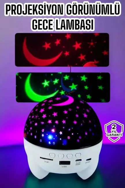 Gece Lambası Renkli Yıldızlı Gökyüzü Projeksiyon Gece Tavan Yansıtma