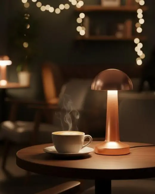 Kablosuz Dokunmatik Masa Lambası 3 Işık Modlu USB Şarjlı Bronz