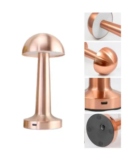 Şarjlı LED Masa Lambası 3 Kademe Dokunmatik Bronz Modern Tasarım