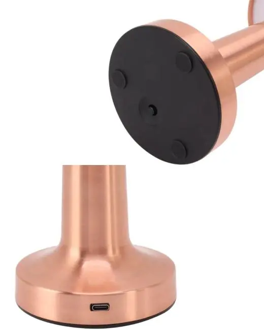 Bronz Dokunmatik Masa Lambası 3 Renk LED Şarjlı Kablosuz USB Çıkışlı