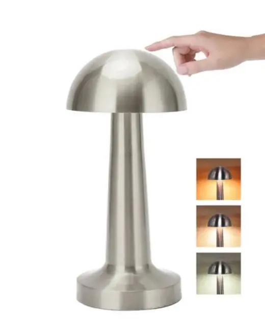 Modern Mantar Masa Lambası Dokunmatik 3 Işık Modlu Şarjlı Kablosuz LED