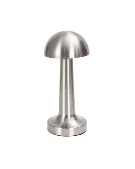 Dokunmatik Mantar Masa Lambası 3 Modlu Işık Şarjlı Kablosuz LED Krom Gövde