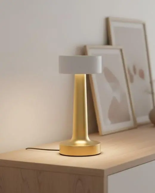 Modern Altın Gövdeli LED Masa Lambası 3 Işık Modlu