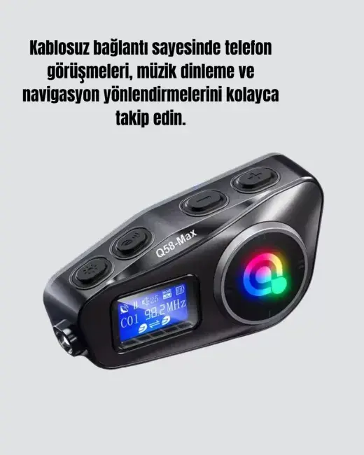 IP65 Suya Dayanıklı Kask Bluetooth Kulaklık LCD Ekranlı