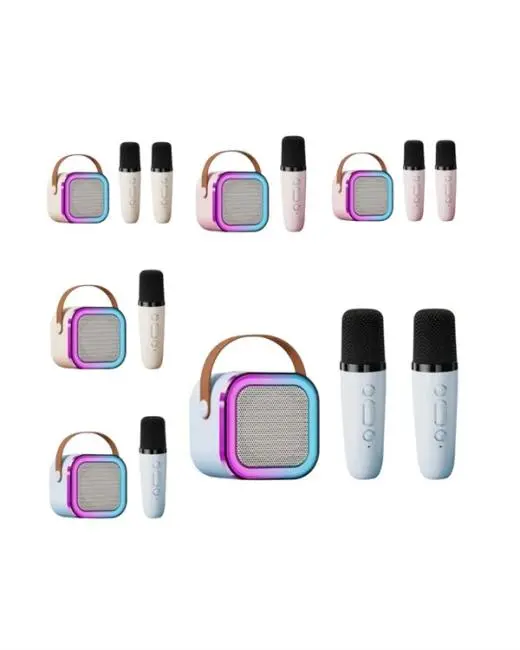 İki Mikrofonlu Renkli LED Işıklı Karaoke Cihazı