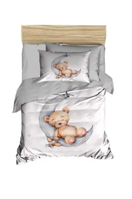 Yenidoğan Kız / Erkek Unisex Bebek Nevresim Takımı %100 Pamuklu Uykucu Ayıcık