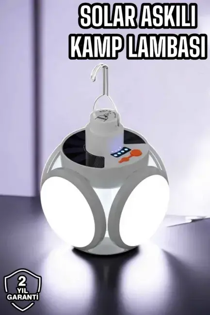 Güneş Enerjili Solar Aydınlatma Kamp Çadır Lambası Şarjlı Ampül Led Şarjlı El Feneri Işıldak