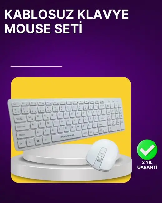 Kablosuz Klavye ve Mouse Seti - Ergonomik Tasarım Sessiz Kullanım Geniş Uyumluluk