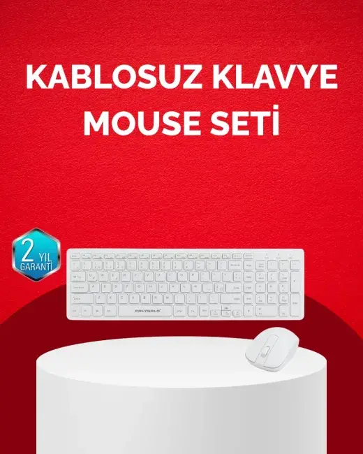 Tam Boy Kablosuz Klavye Mouse Seti - Gelişmiş Bağlantı ve Sessiz Performans