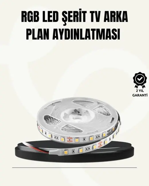 TV Arkası LED Şerit Işık Otomatik Açma Kapama Özellikli 2mt