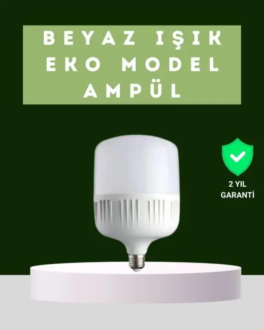 Şarjlı LED Torch Ampul 30 Watt Beyaz Işık Enerji Tasarruflu