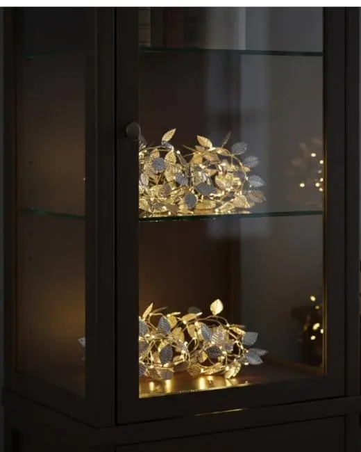 Gümüş Yaprak Tasarımlı LED Işık Pilli Ev ve Vitrin Dekoru
