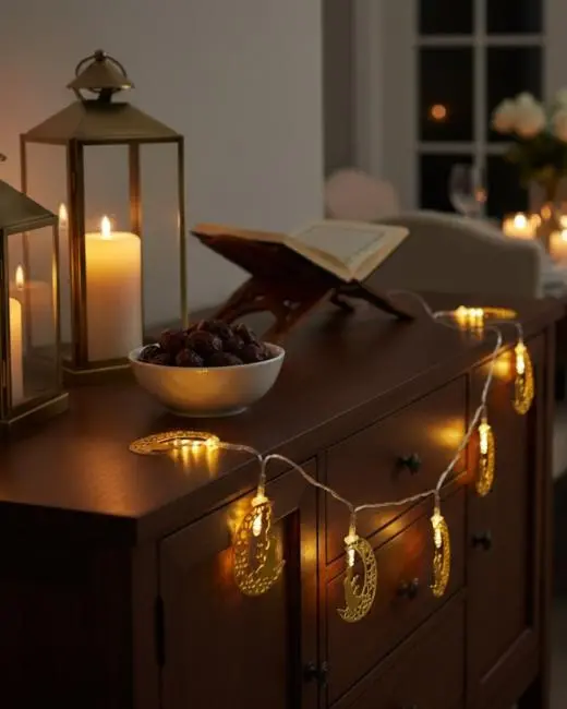 Ramazan Temalı Ay İçinde Secde Eden Adam LED Peri Işığı