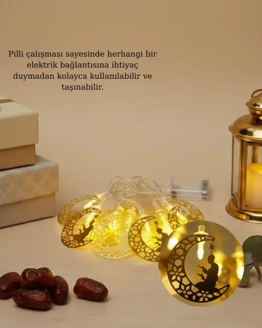 Secde Eden Adam Figürlü Ay Tasarımlı Ramazan LED Işık