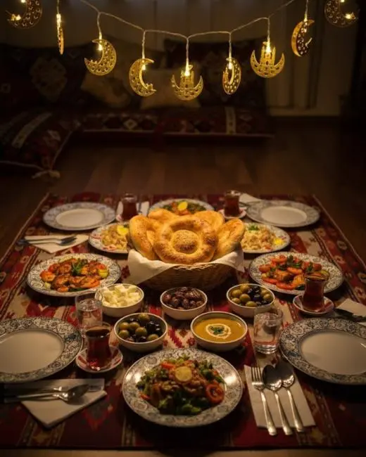 Ramazan Minare Detaylı Hilal LED Işık Günışığı Sarı Metal Süs