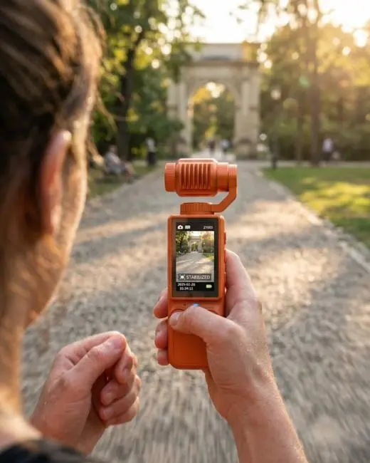 4K Ultra HD Gimbal Kamera Sabitleyici ve 180 Derece Hareketli Lensli Vlog Kamera