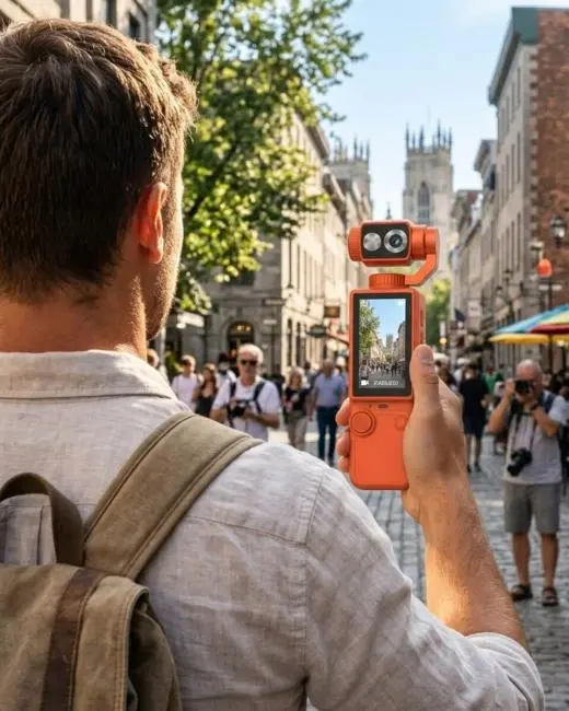 Kompakt 4K Gimbal Kamera 180 Derece Döner Başlık Stabil Video ve Vlog Uyumlu