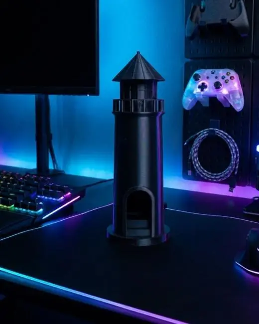 Deniz Temalı 3D Siyah Deniz Feneri Dekoratif Hediyelik Obje