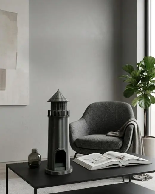 3D Siyah Deniz Feneri Dekoratif Obje Modern Ev ve Ofis Aksesuarı