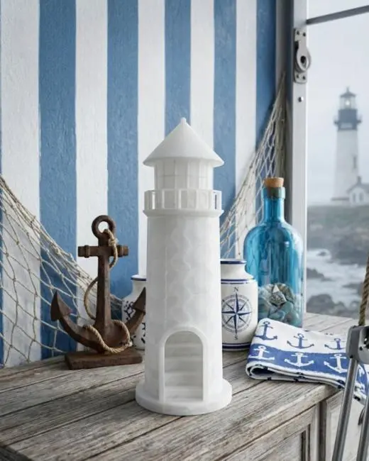 Deniz Temalı 3D Deniz Feneri Dekoratif Obje Ev Aksesuarı