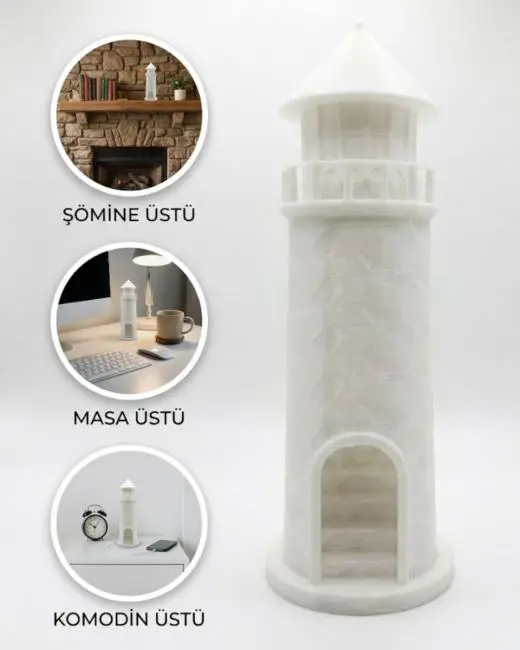 Dekoratif 3D Deniz Feneri Obje Marin Stil Ev Aksesuarı