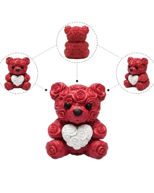 10cm 3D Özel Baskı Kalpli Ayıcık Romantik Hediye Objesi