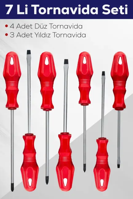 7\'li Tornavida Seti (4 Adet Düz Tornavida 3 Adet Yıldız Tornavida)