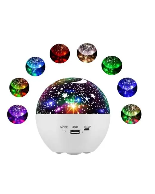 Fişli Yıldız Projektör Lamba Hoparlörlü Gece Işığı