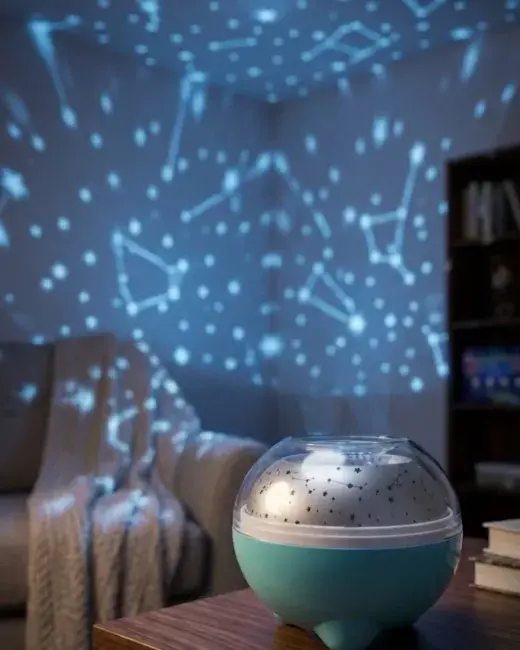 Bluetooth Bağlantılı Gece Lambası Yıldız Projeksiyon Işığı 7 Renk Efekti ve Zamanlayıcı Fonksiyonlu