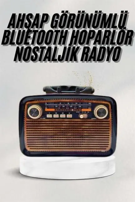 Bluetooth Hoparlör Ahşap Renk Vintage Işıklı Nostaljik Radyo Fm Ahşap Görünümlü