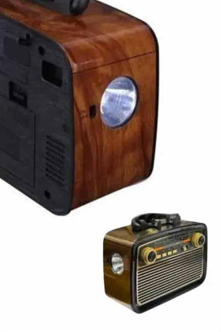 Nostaljik Görünümlü Ahşap Radyo TF SD USB Girişli Led Fener Işıklı