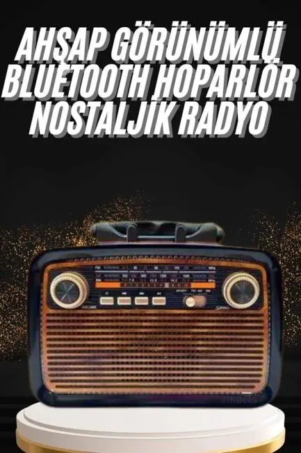 Nostaljik Görünümlü Ahşap Radyo TF SD USB Girişli Led Fener Işıklı