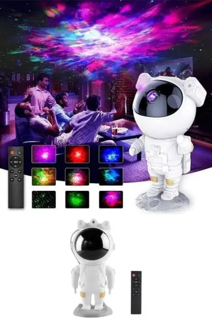 Astronot Şeklinde Bluetooth Hoparlör Gökyüzü Kumandalı Aydınlatma Lamba