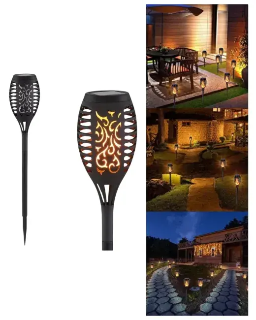 Solar Alev Işıklı Bahçe Lambası Enerji Tasarruflu Sensörlü Dekoratif Dış Mekan Aydınlatma