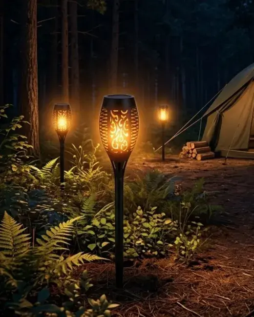 Alev Efektli Solar Bahçe Lambası Su Geçirmez Sensörlü LED Dış Mekan Aydınlatma