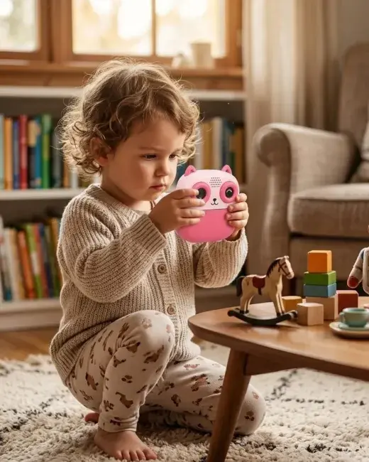 Sevimli Tasarımlı Baskılı Çocuk Kamerası 6 Renk Kalem 5 Kağıt Rulosu Hediyeli Eğlenceli Set